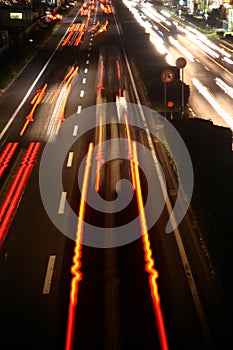 Red lines on street