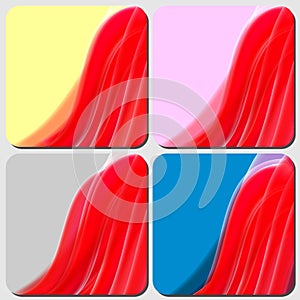 Red lines, wave motion right, Design abstract background