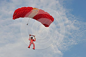 Red Lions parachutist landing during NDP 2011