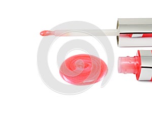 Red lip gloss sample with applicator