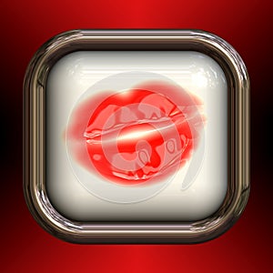 Red Lips Glossy Button