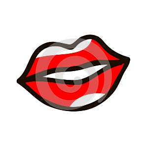 Red lips illustration in cartoon style