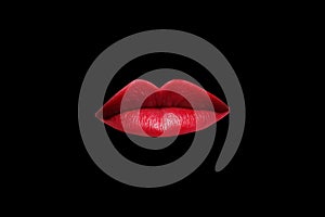 Red Lips isolated on a Black Background
