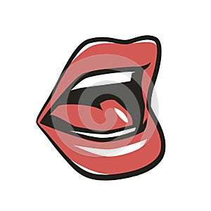 Red lips isolated on white background. Temptation, kiss vector