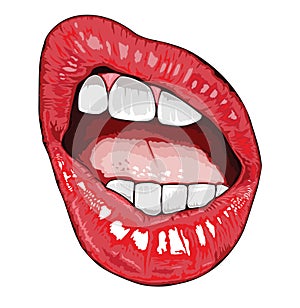 Red Lips Joke Expression, Vector Illustration