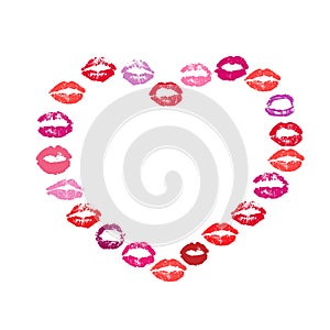 Red Lips Lipstick Kiss Print Set White background