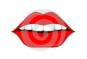 Red lips, logo for the beauty salon. Permanent makeup