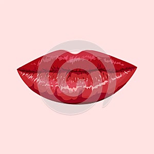 Red lips painted in illustrator