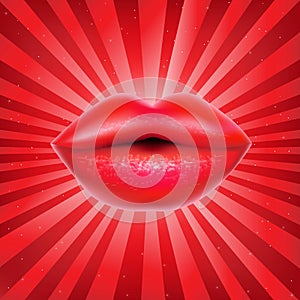 Red Lips With Sunburst
