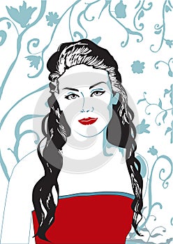 Red lips vector woman