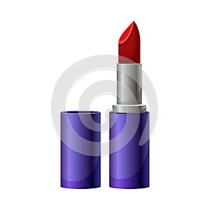 Red Lipstick as Decorative Cosmetics or Color Cosmetics Vector Illustration