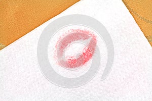 Red lipstick blotted