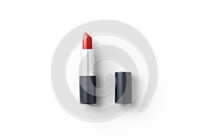 Red lipstick fashion cosmetic isolated on white background