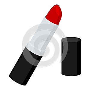 Red Lipstick Flat Icon Isolated on White