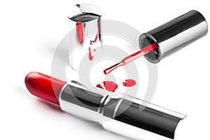 Red lipstick and nail polish