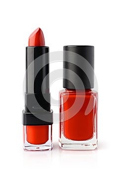 Red lipstick and nail polish