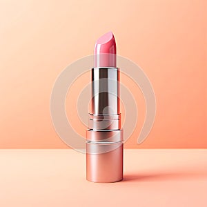 Red Lipstick on Pink Background