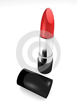 Red lipstick pomade on white background