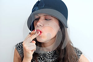 Red lipstick and sigar