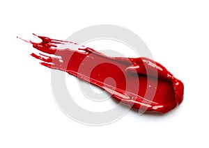 Red lipstick smear isolated on white
