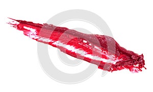 Red lipstick smear smudge swatch isolated on white background