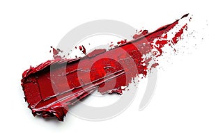 Red lipstick swatch isolated on white background. Generative AI