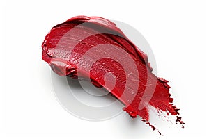 Red lipstick swatch isolated on white background. Generative AI