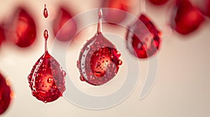 Red liquid drops in motion - generative ai