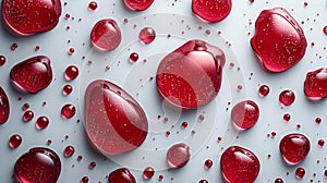 Red liquid drops on smooth surface - generative ai