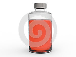 Red liquid in small glass vial