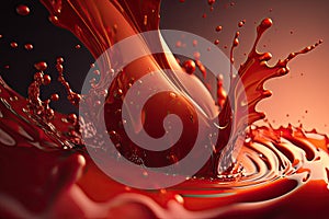 Red liquid splash closeup