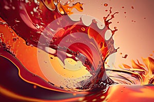 Red liquid splash closeup