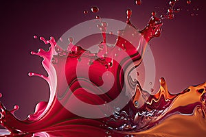 Red liquid splash closeup