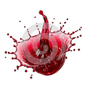 Red liquid splash frozen in motion, abstract fluid dynamics concept