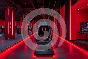 Futuristic Red Gaming Corridor