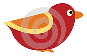 A red little bird vector or color illustration