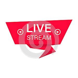 Red Live Stream Sign. Online Broadcast, News, Show, Channel Television. Symbol of Livestream. Streaming TV Banner