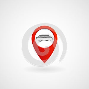 Red Location Icon for Ferry, Vector