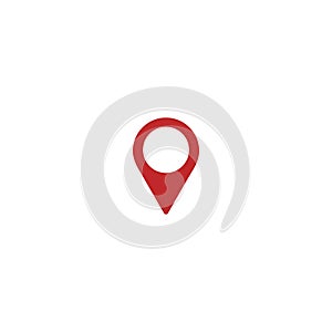 Red location icon. GPS pointer. Map pin. Navigator guide. Vector simple button