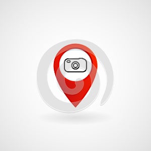 Red Location Icon for Photographer Studio, Vector