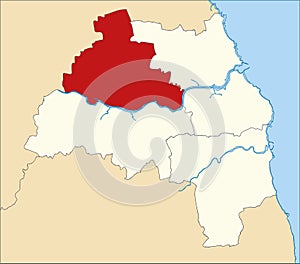 Red location map of the METROPOLITAN BOROUGH AND CITY OF NEWCASTLE UPON TYNE, TYNE AND WEAR photo