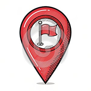 Red location pin icon isolated on white background
