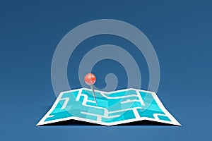 red location pin mark on street map icon travel and navigation concept 3D Illustration