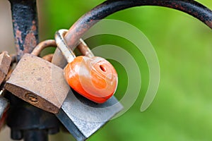 Red lock padlocks love heart