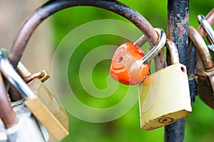Red lock padlocks love heart
