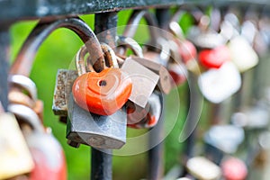 Red lock padlocks love heart