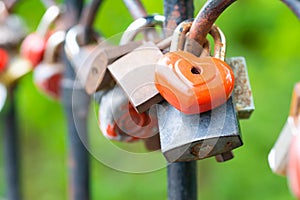 Red lock padlocks love heart