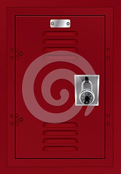 Red Locker and Combination Lock Illustration