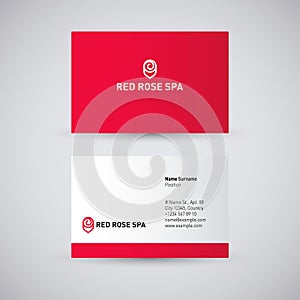 Red logo Spa logo. Identity. Stylized bud of a small rose, isolated. And inversion option.