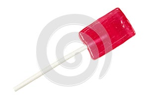 Red lollipop isolated on white background